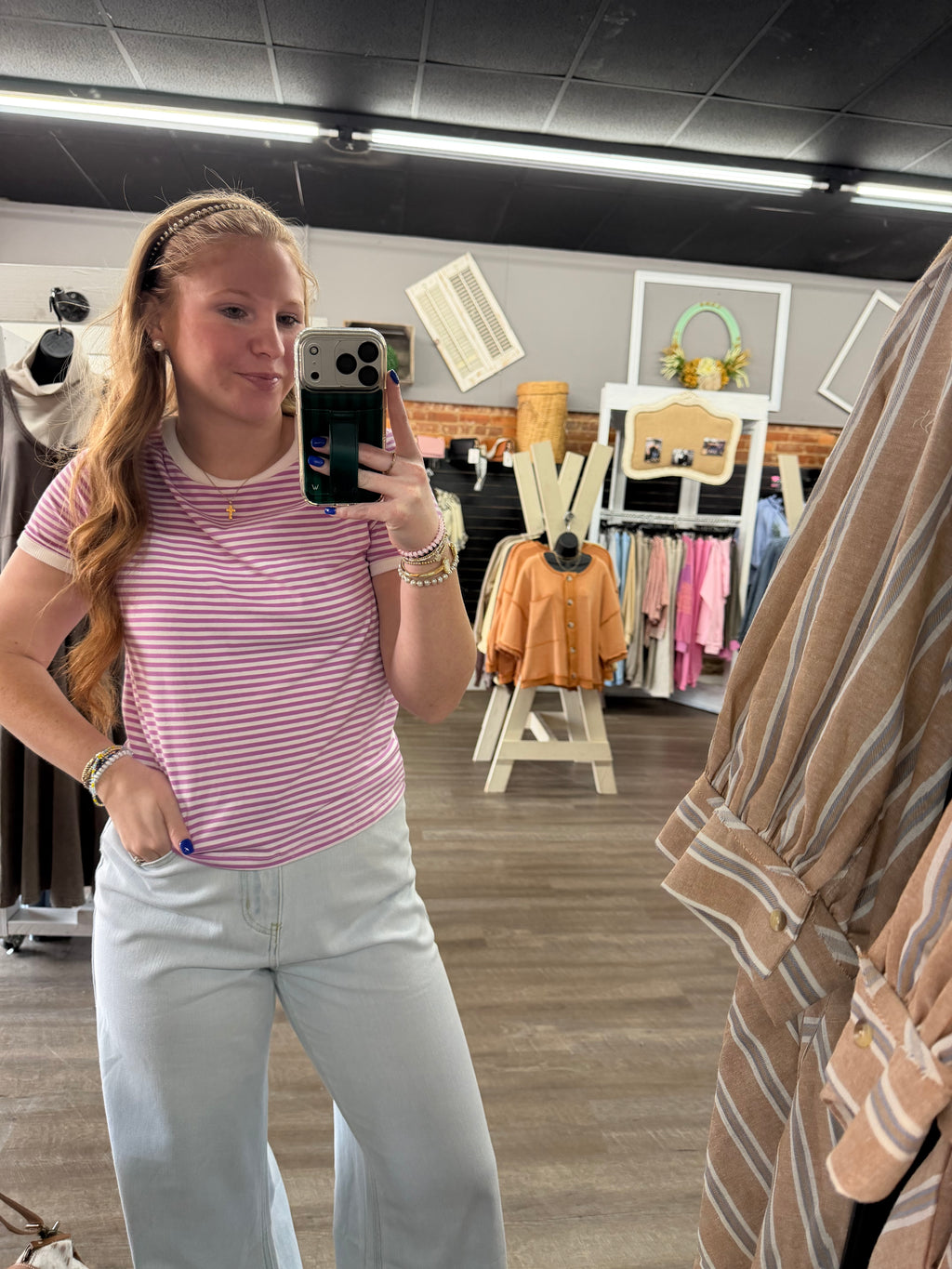 Bright Mauve Striped Baby Tee