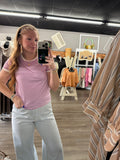 Bright Mauve Striped Baby Tee