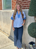 Blue Striped VNeck Top