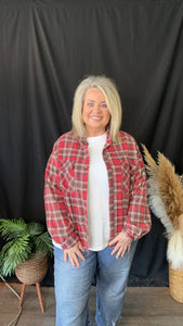 Red Plaid Mineral Wash Top