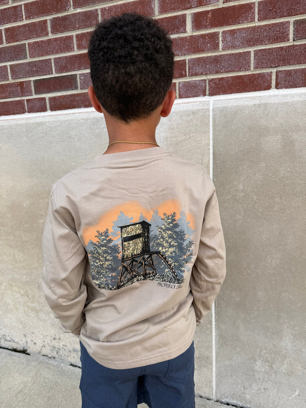 Boys Deer Stand Long Sleeve Tee Shirt