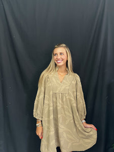 Mushroom—High Ruffle Neck Dress