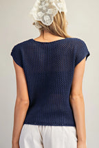 Navy Knit Patriotic Cap Sleeve