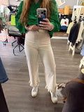 Bone Straight Leg Ruffle Pant