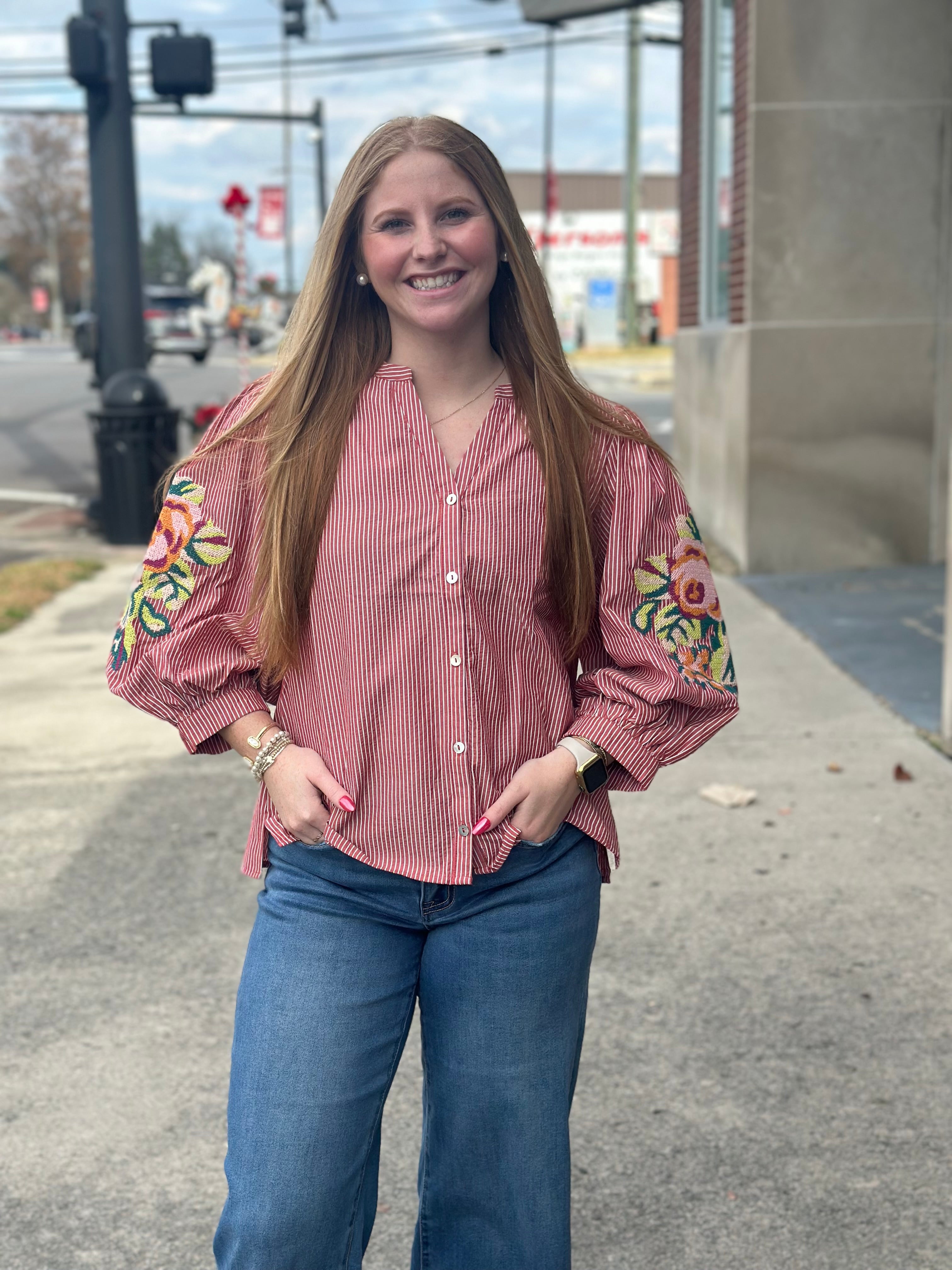 Red Puff Sleeve Top
