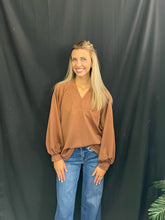 Load image into Gallery viewer, Chocolate v-neck long sleeve
