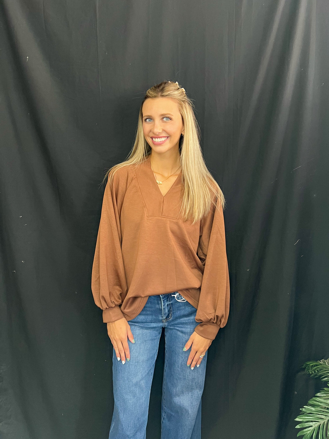 Chocolate v-neck long sleeve