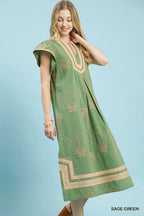 Green Palm Tree Midi Dress