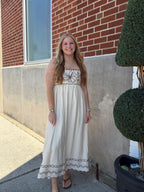 Brown Floral Embroidered Midi