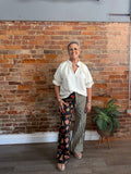 Mixed Graphic Wide Leg Pants