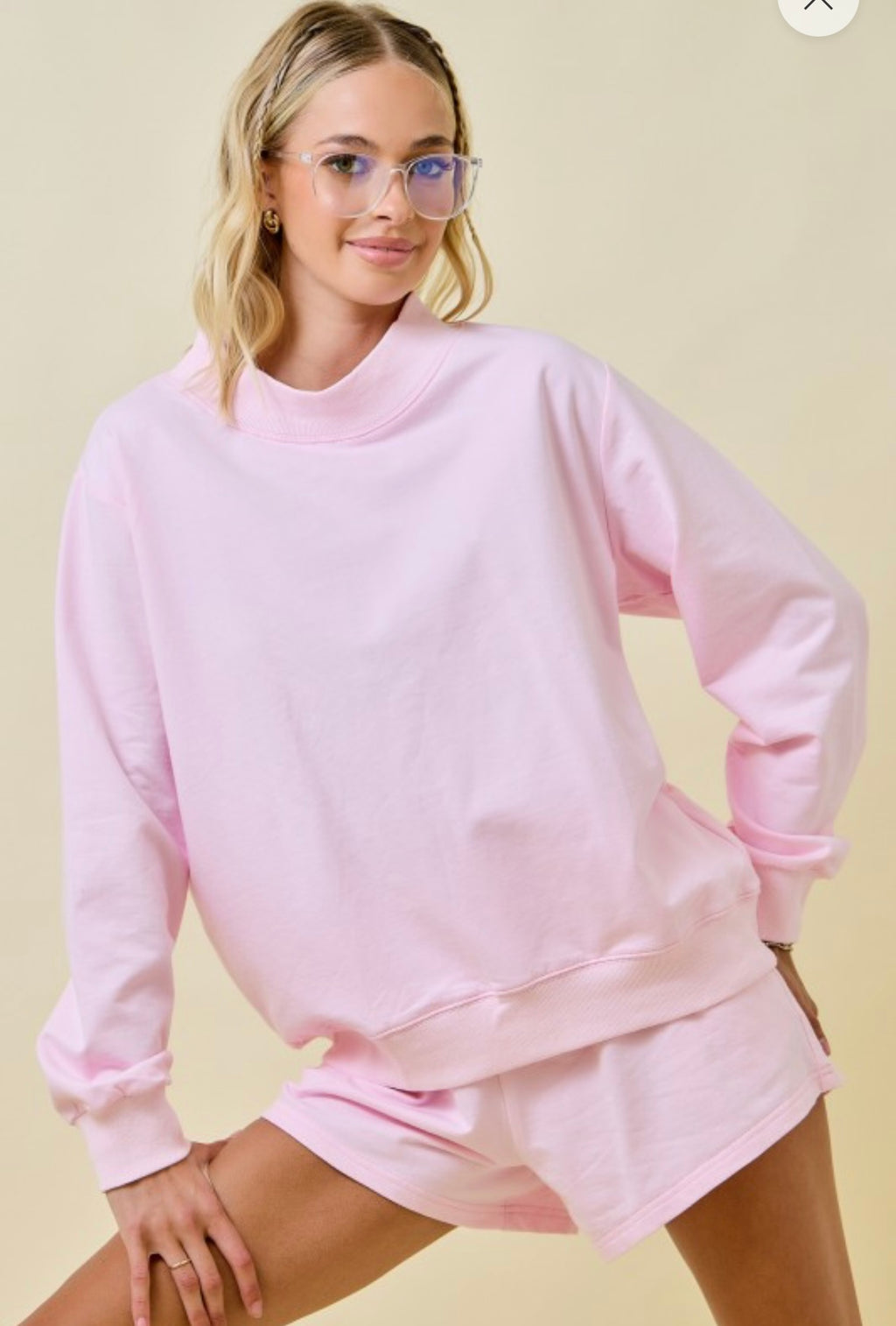 Baby Pink Mock Neck Sweatshirt