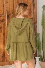 Load image into Gallery viewer, Washed Olive Terry Pullover Top
