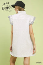 Heather White Flutter Sleeve Dress