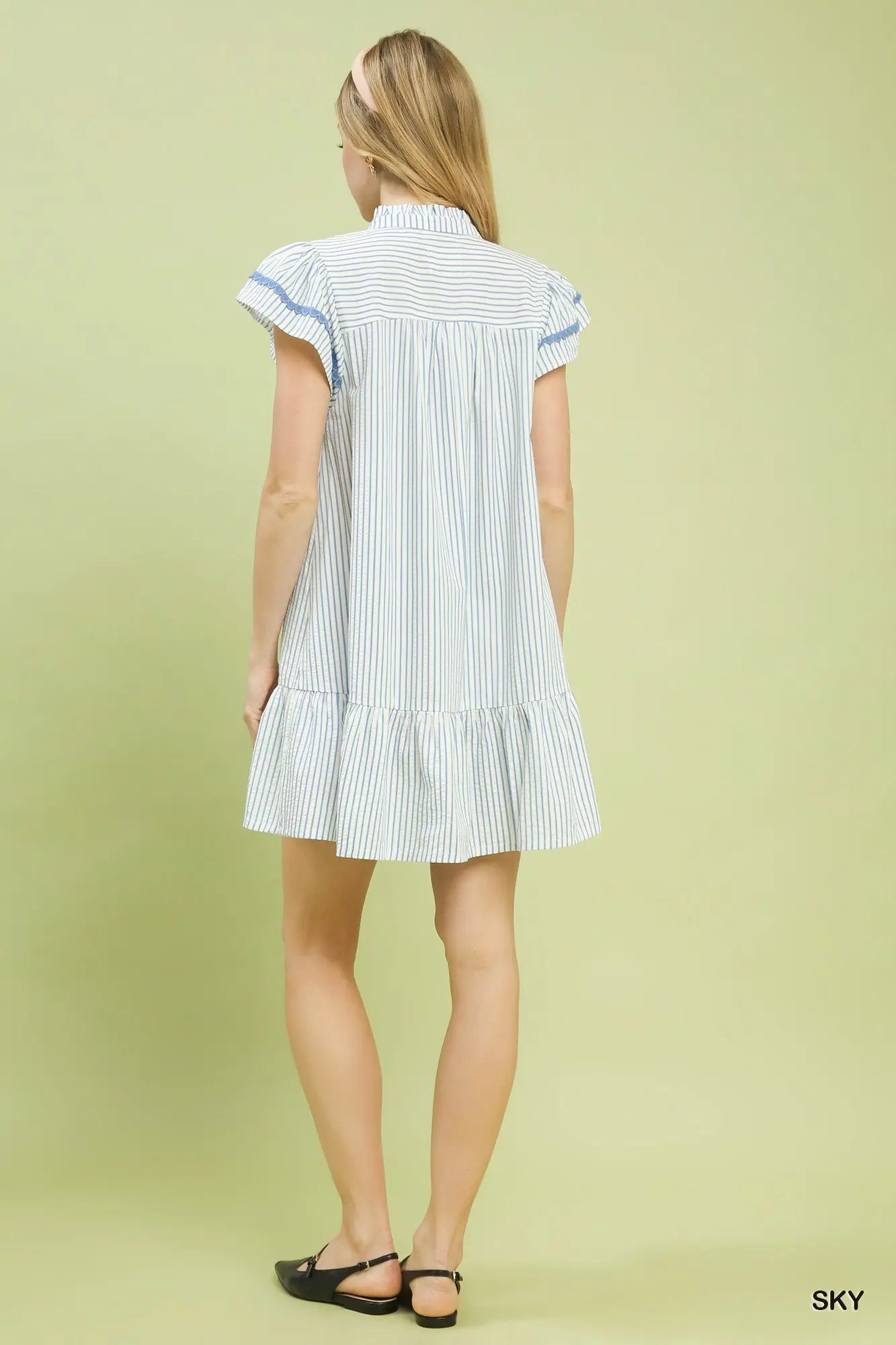 Blue Skies Pinstriped Dress