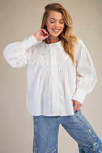 Button Down White Poplin Top