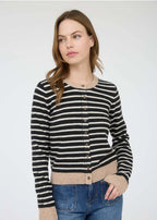 Stripe Colorblock Trim Cardigan