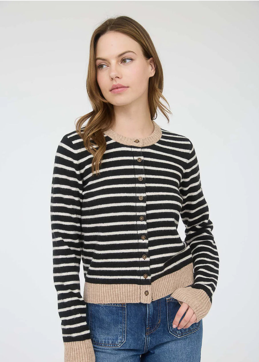Stripe Colorblock Trim Cardigan