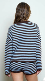 Dusty Blue Brown Short Set