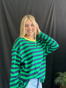 Navy & Green top