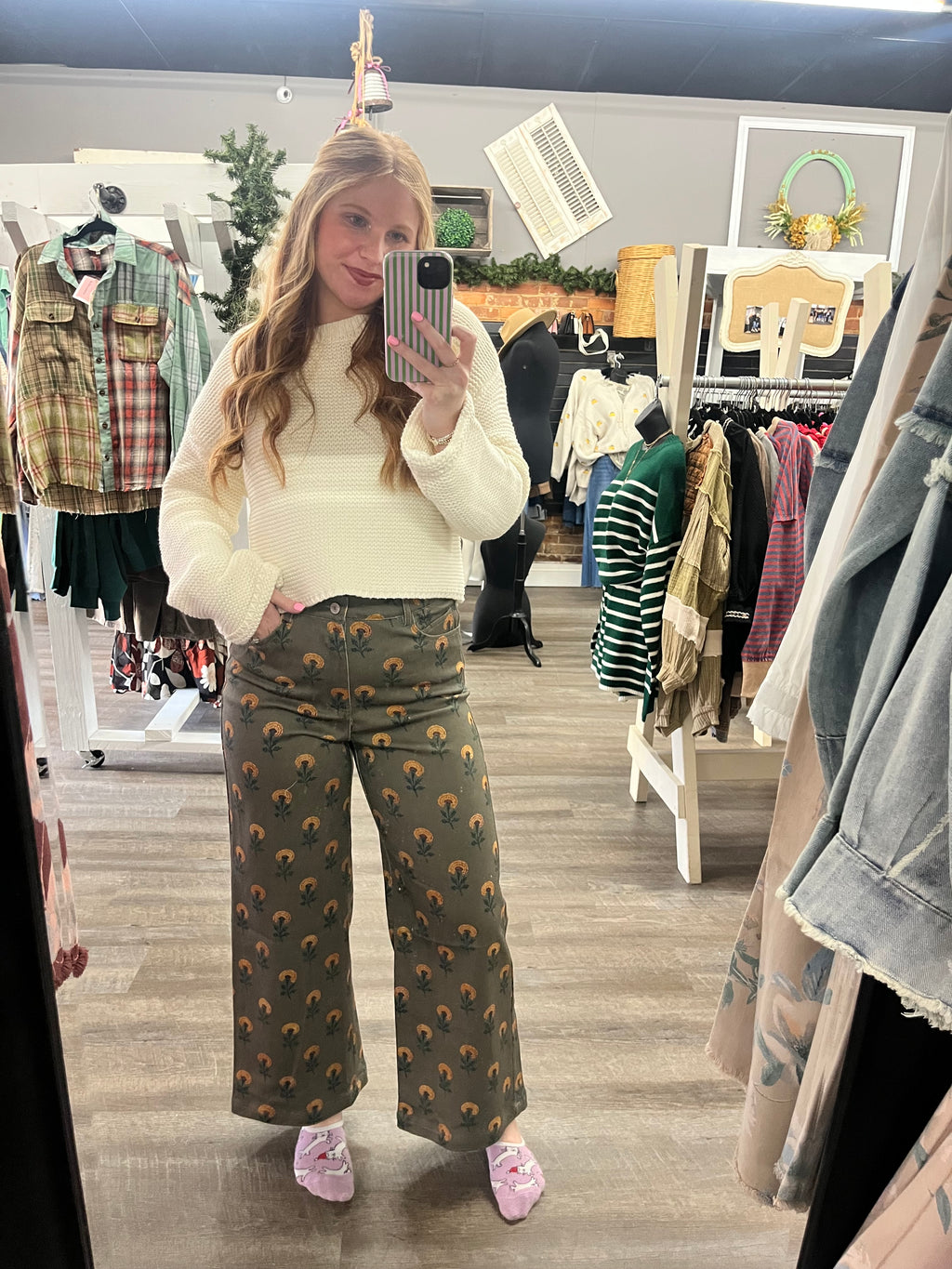 Olive Print Pant