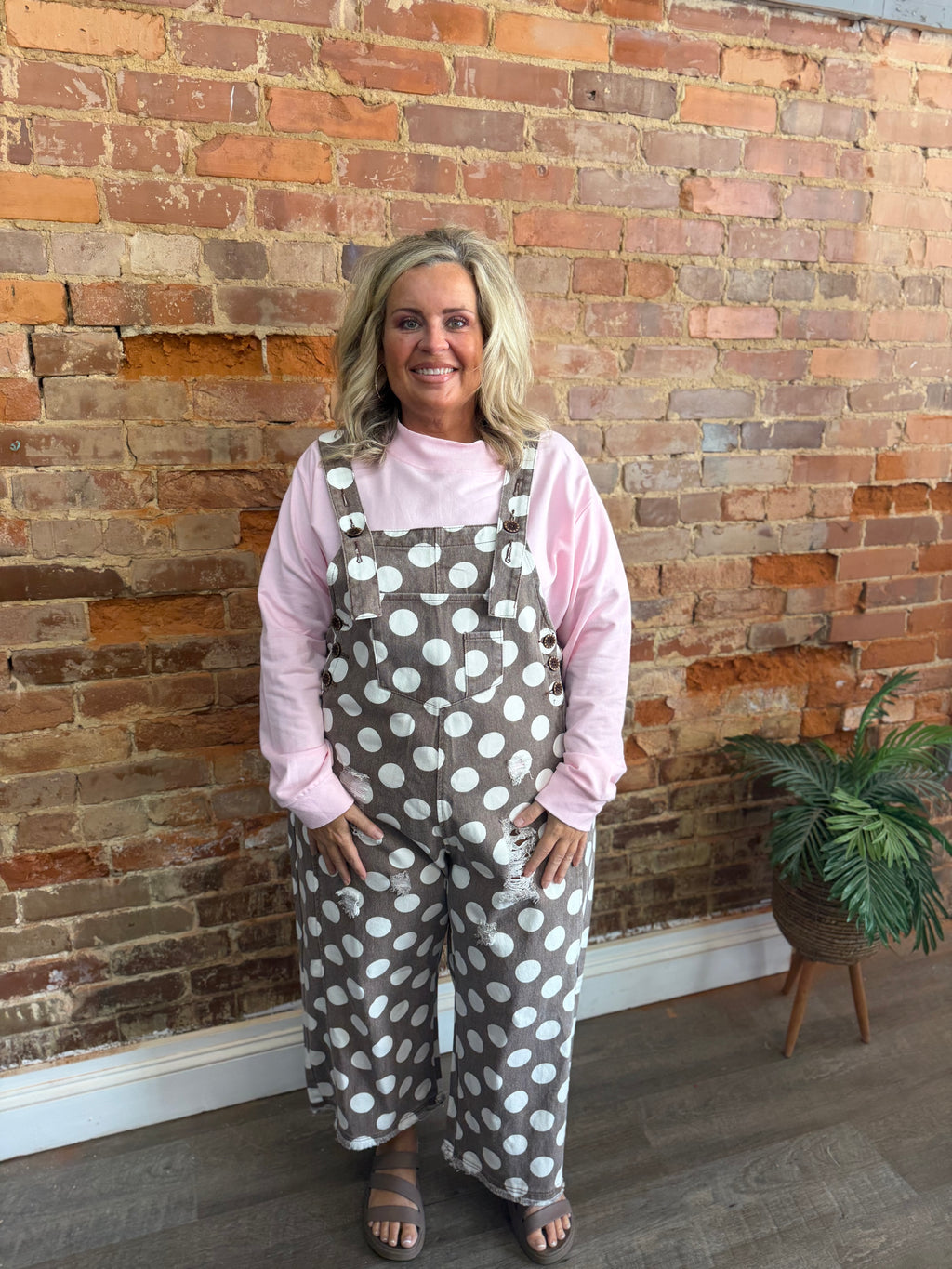 Mocha Polka Dot Overalls