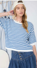 Blue Stripe Knit Sweater
