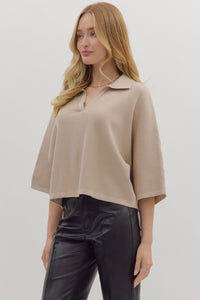 Stone V-Neck 3/4 Sleeve Top
