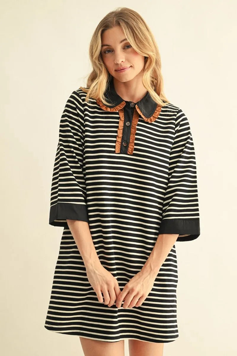 Taupe/Black Stripe Dress