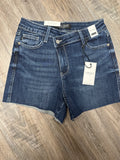 Dark Judy Blue Criss-Cross Waistband Shorts
