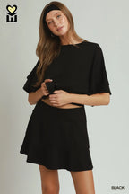 Black Luxe Knit Skort Set