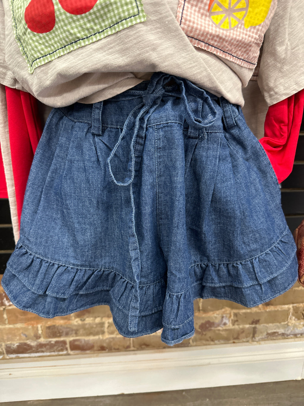 Dark Denim Ruffle Shorts