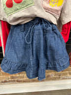 Dark Denim Ruffle Shorts