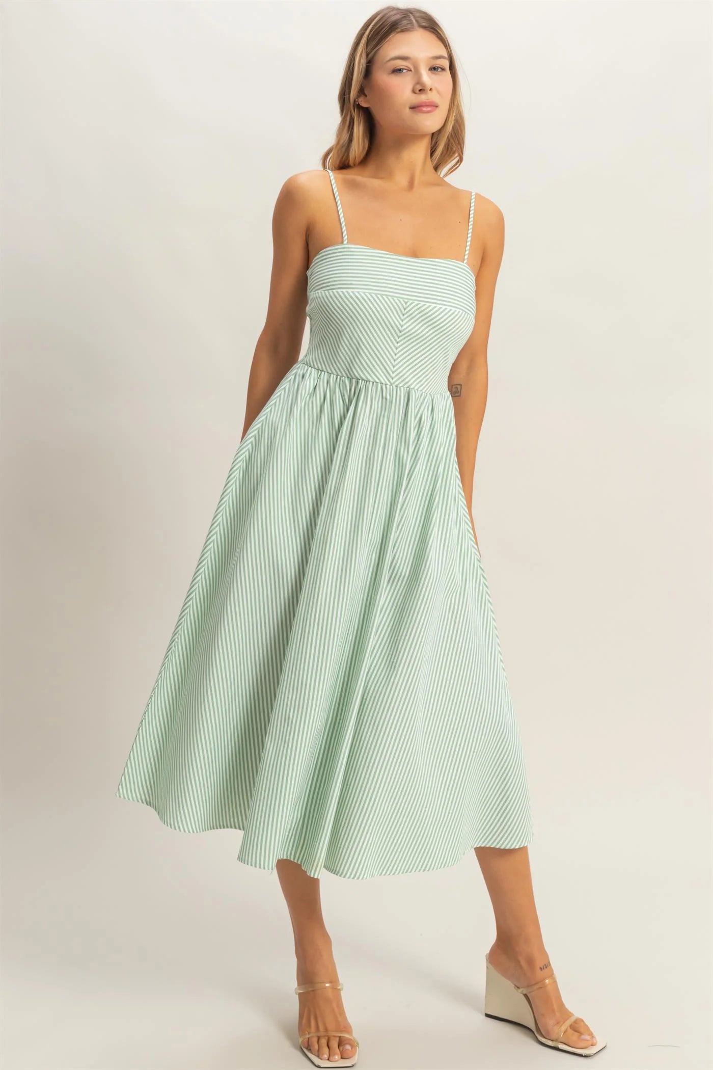 Green Spaghetti Strap Dress
