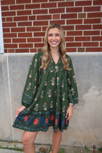 Load image into Gallery viewer, Green Floral Boarder Print Dress
