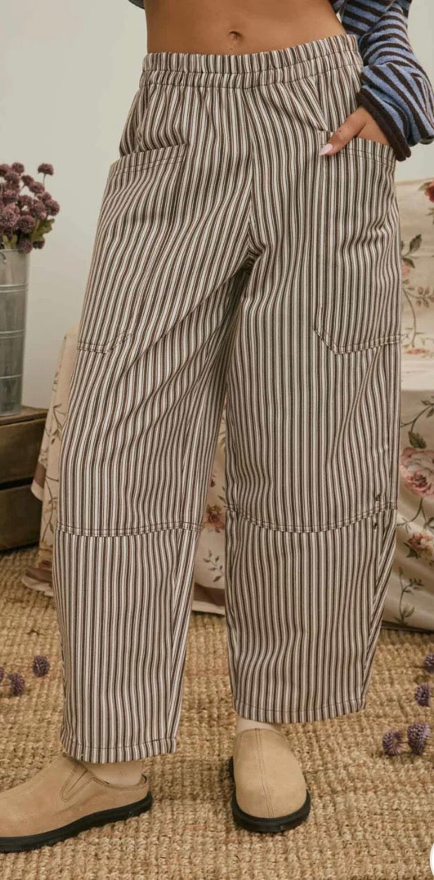 Brown Stripe Wide Leg Pant