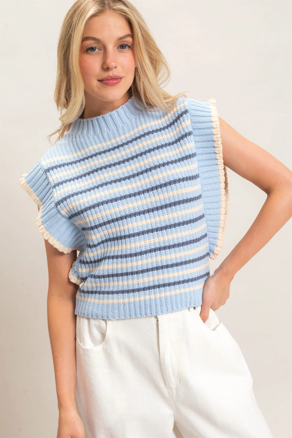 Light Blue Striped Sweater