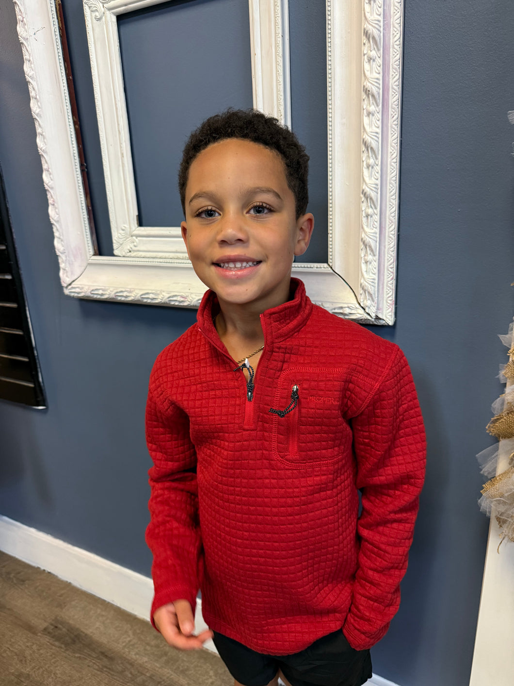 Boys Delta Pullover True Red