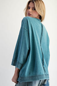Teal Mineral Washed Pullover