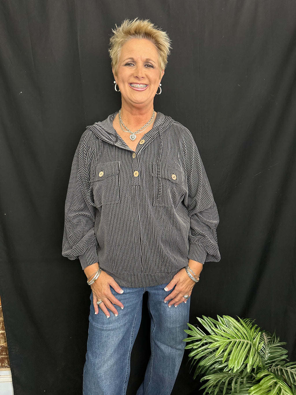 Black Ribbed Pullover