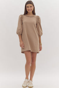 Mocha Puff Sleeve Dress