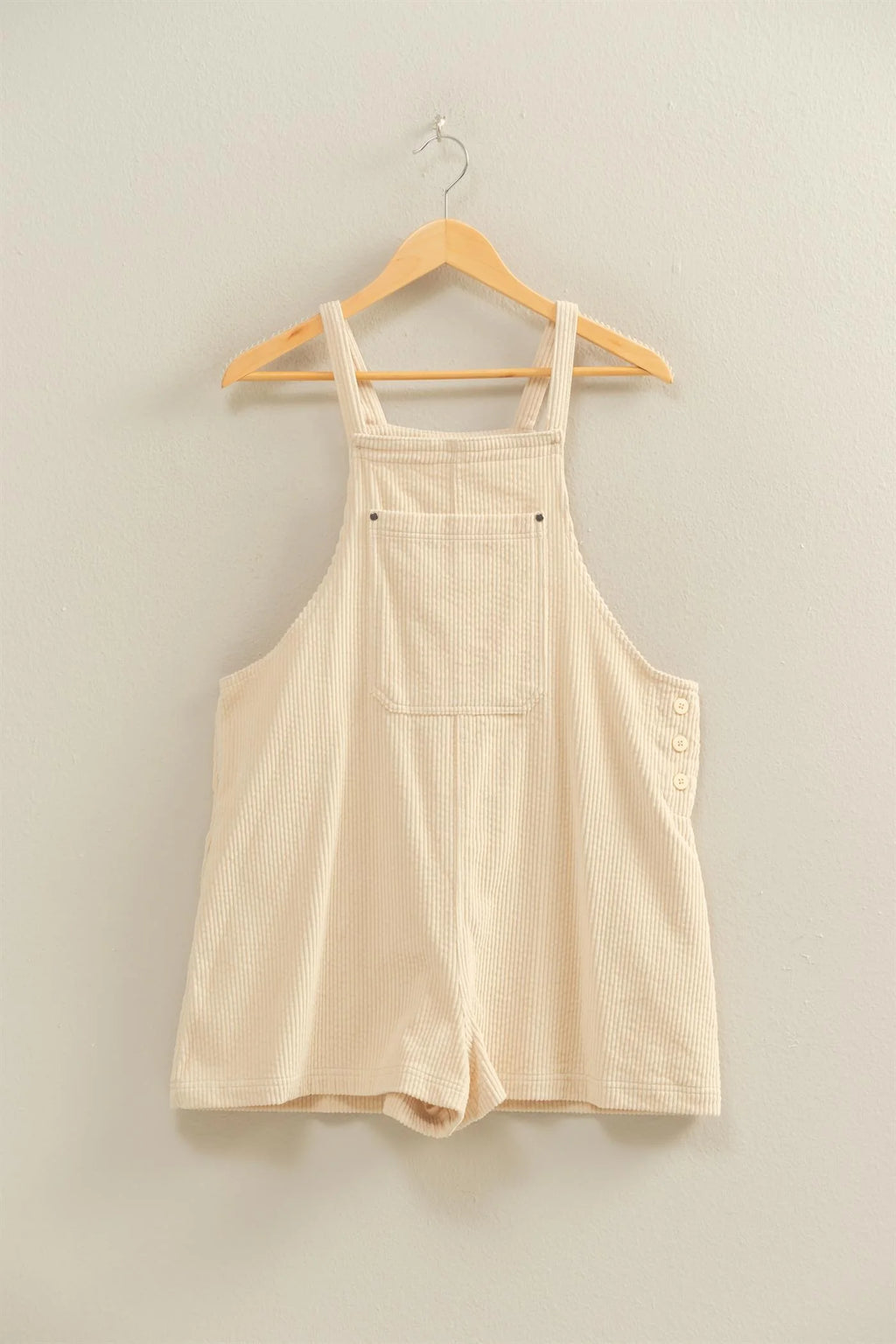 Short Cream Ribbed Romper