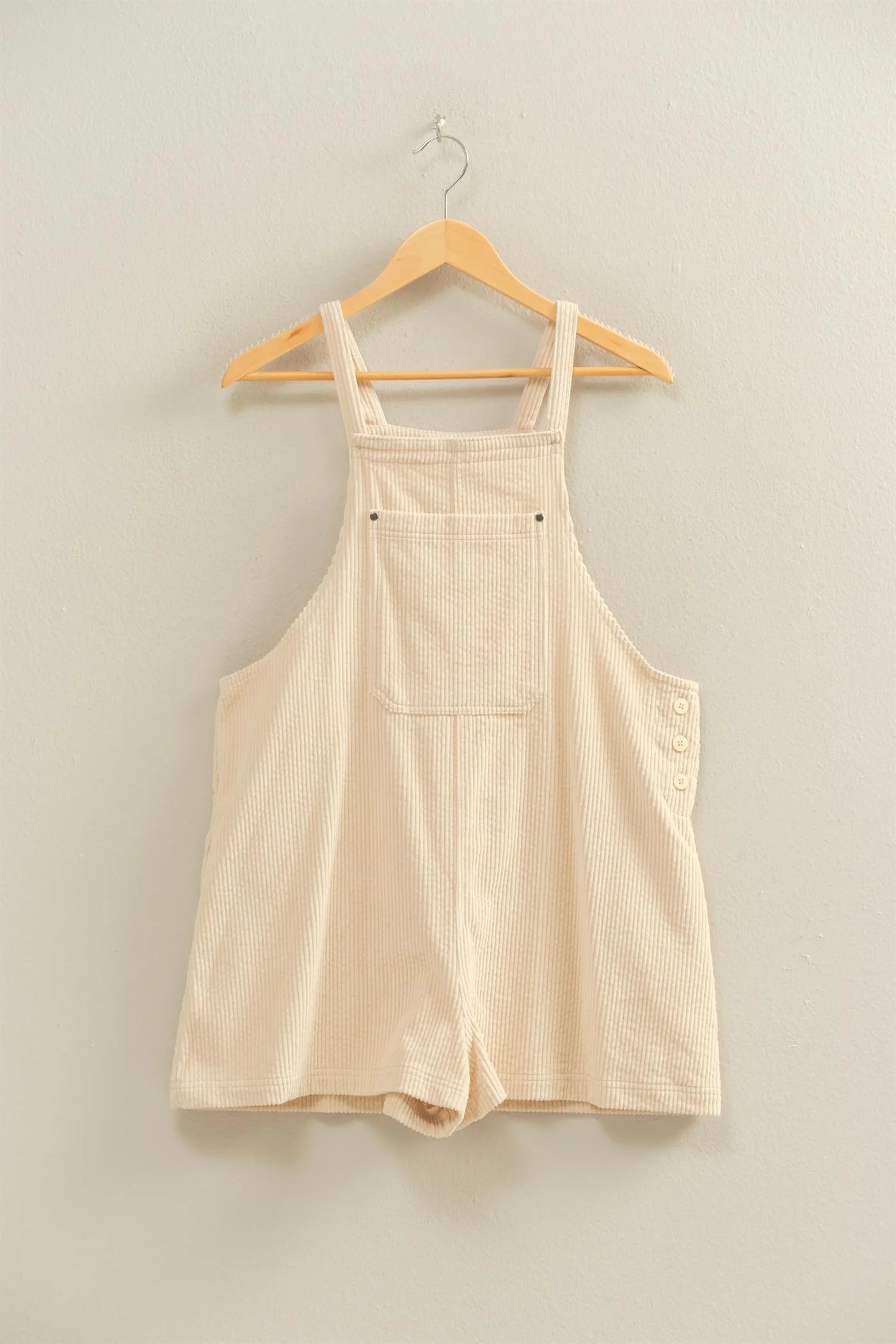 Short Cream Ribbed Romper