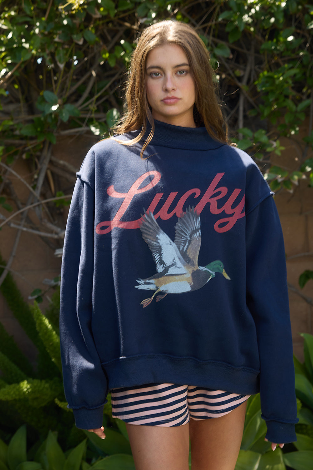 Navy Lucky & Mallard Reversible Mock Neck