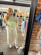 Front Tie Striped Linen Button Down