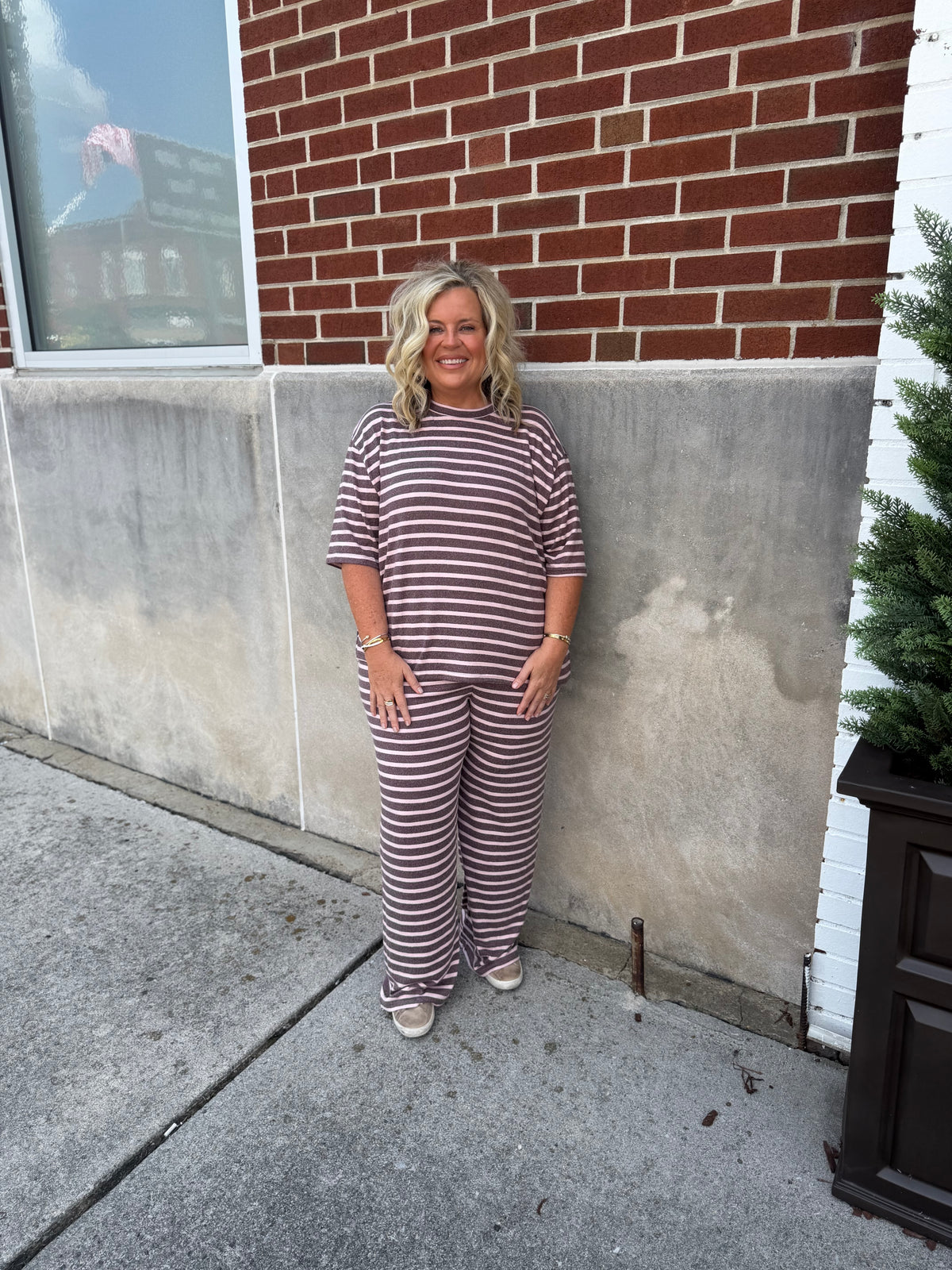 Mauve/Brown Striped Set