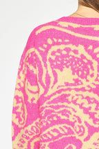 Pink & Tan Printed Sweater