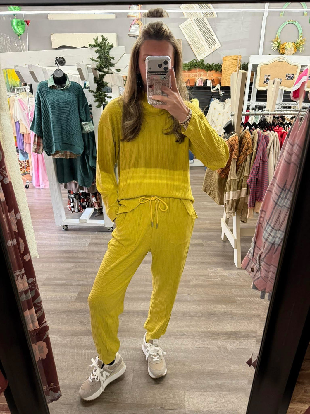 Avocado Ribbed Mock Neck Set