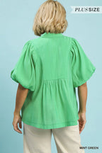 Curvy Green Smocking Top