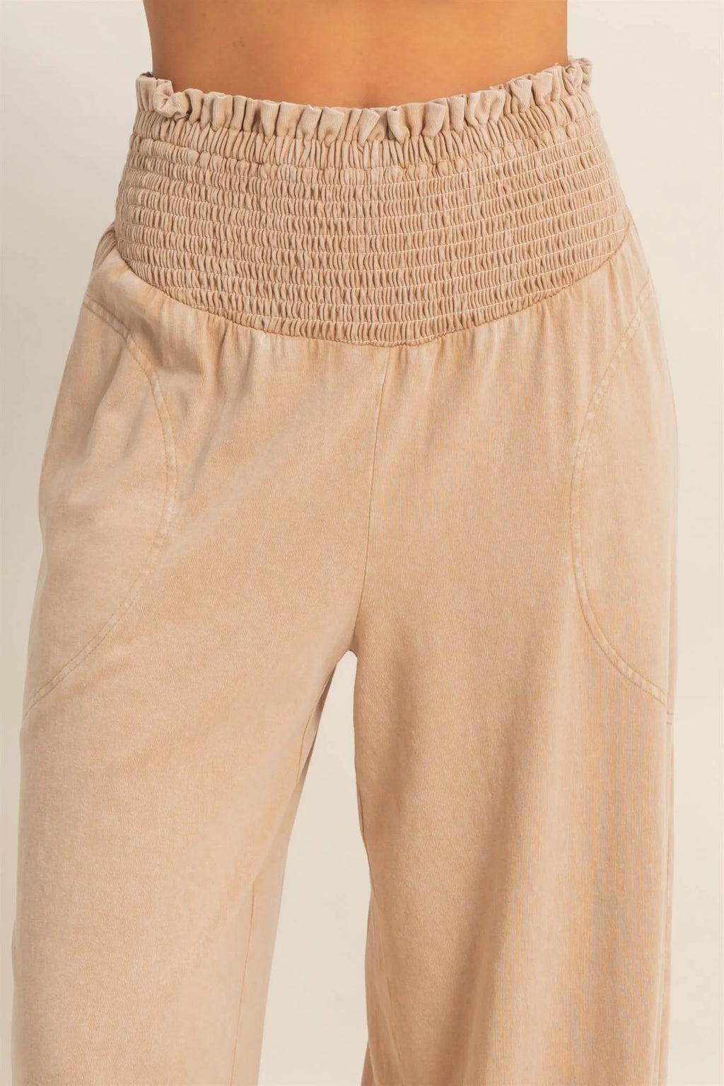 Dark Mocha Mineral Wash Wide Leg Pant
