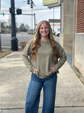 Light Olive Ribbed Knit Top